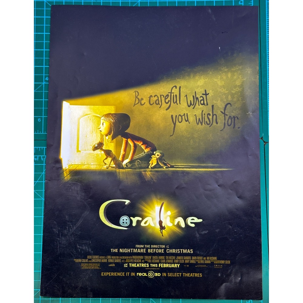 Coraline 2009 Original Movie Promo Poster 8x11 Henry Selick Neil Gaiman LAIKA